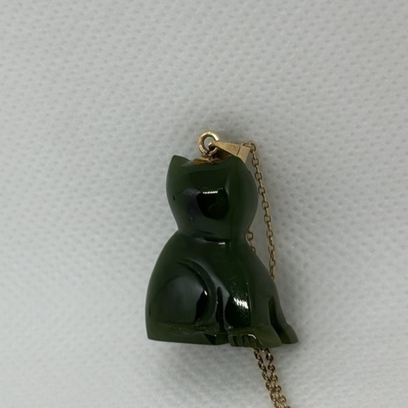 14k real solid gold jade lucky cat‎ - Picture 3 of 14